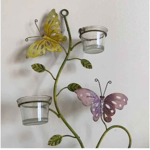 🪞 NEW Butterfly hanging votive candle holder metal wall frame home decor - Picture 4 of 5